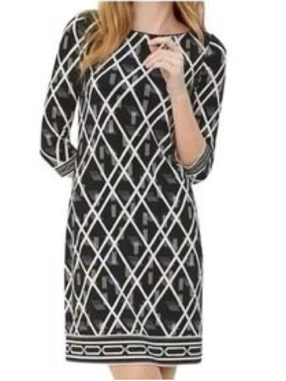 🖤 Free Shipping 🤍 White House Black Market Geometric Shift Dress- Size S